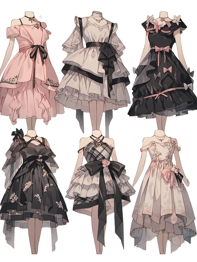 连衣裙｜oc穿搭礼服服设手帐插画素材38弹