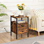 Amazon.com: HOOBRO End Table with Charging Station, Bedside Table with 2 Drawer & USB Ports & Power Outlets, Nightstand for Small Spaces, Stable and Sturdy, for Living Room, Bedroom, Rustic Brown BF431BZ01G2 : Everything Else