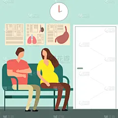 男人,女人,等,肚子,护士,室内,三维图形,概念,怀孕