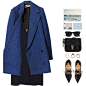 A fashion look from January 2016 featuring navy dress, wool coat and black ankle booties. Browse and shop related looks.