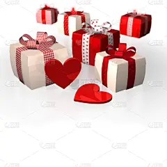 白色,三维图形,礼物,红色,动物心脏,裹身裙,儿童节,父亲节,贺卡