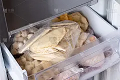 速冻饺子半成品。外卖和在家吃的概念。冷冻食品的概念。