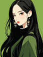 极简美学｜女生插画头像｜绿色系⑧