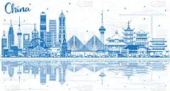 轮廓,城市天际线,非都市风光,地形,直的,名声,反射,剪影