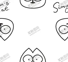 卡通猫 【酷图网】卡通猫,数码,印花,四方连续,简单
