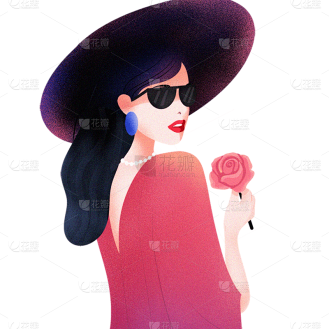 三八妇女节女王节女神节肌理插画优雅女性人...