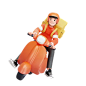 Delivery man riding scooter 3D Illustration