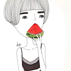 kapi复古女孩 简约系列 头像 线描 壁纸 酷酷