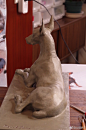 杜宾犬雕塑泥稿完成，准备铸铜 #杜宾#