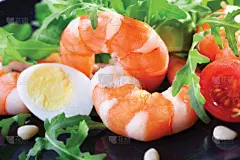 虾,水平画幅,膳食,海产,秤,夏天,西红柿,东方食品,晚餐