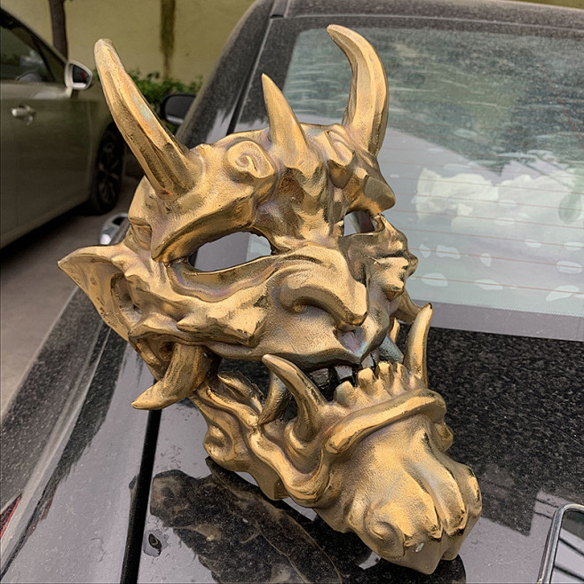 东莞破铜出品黄铜般若面具经典日式恶魔鬼脸...
