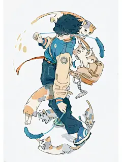 插画鉴赏NO.89｜清爽少年的爱猫日常 - 小红书