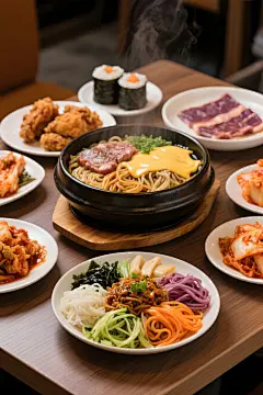 韩国美食组合餐饮图片