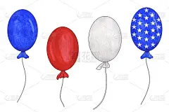 7月4日的水彩画气球