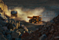 Haul trucks in action at open pit mine - professional mining equipment photography