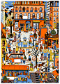 Andrés Lozano - EasyJet : As part of EasyJet's advertising campaign for their January Sale, Andrés Lozano created this series of illustrations for a social media competition. Inspired by the "Where's Wally?" style, Andrés was asked to hide Flowe