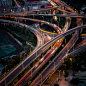 南京,都市风景,路口,高处,高架道路,高架桥,立交桥,尾灯,未来,夜晚