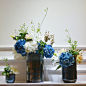 欧式美式地中海蓝色整体花艺/客厅玄关家居摆设/仿真花绢花人造花