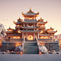 中国风建筑AI图数字艺术图古风建筑