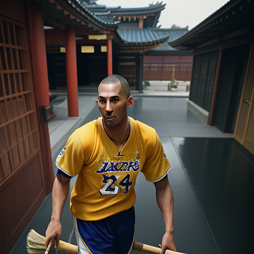 00007-369113804-A realistic photo of Kobe Bryant is sweeping the floor ...