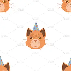 请柬,生日,猫,矢量,贺卡,动物头,四方连续纹样,圣伯纳犬,可爱的