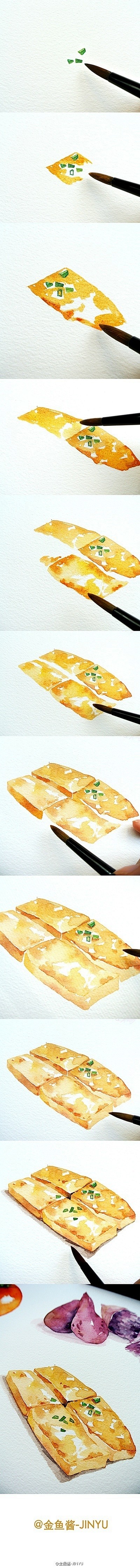 豆腐的水彩手绘过程 <a class="...