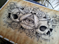 Illuminati and Skull chest piece tattoo design by kirstynoelledavies