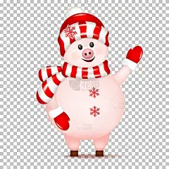 雪人猪。春节2019，生肖猪，隔离。