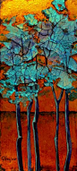 蓝树丛2通过在金属板上叶尼尔森卡罗尔混合媒介。 carolnelsonfineart.com