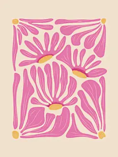 图源免费EPS |Abstract botanical art background vector. Natural hand drawn pattern design with pink flower. Simple contemporary style illustrated Design for fabric, print, cover, banner, wallpaper.