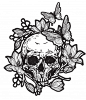 手绘骷髅花环纹身插画矢量图素材