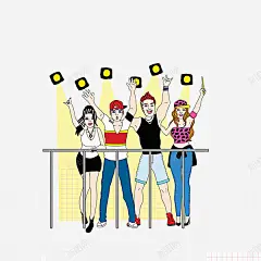 卡通欢呼尖叫的男女 平面电商 创意素材