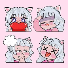 可爱的女孩表情包矢量图设计素材