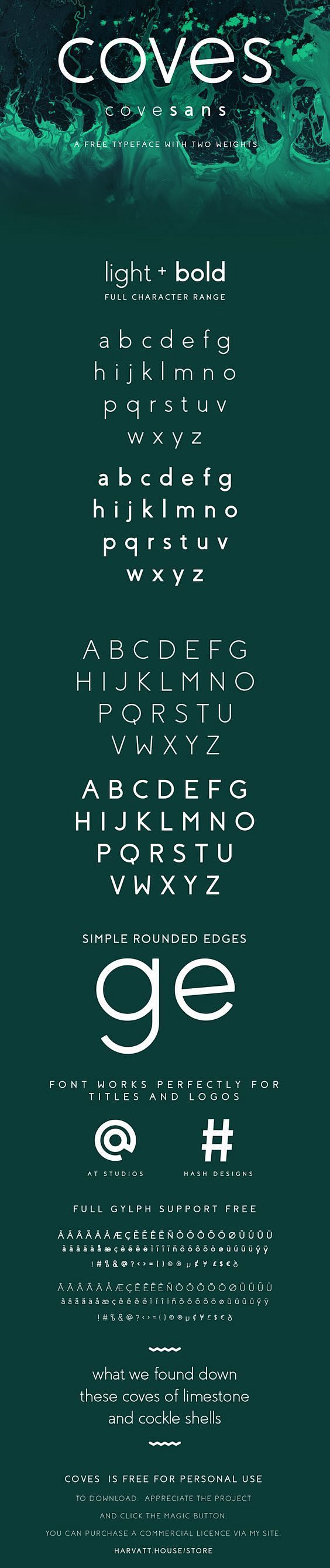 Coves is a free font...