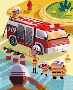 2019·MOMO年终小结_MOMO插画- 《假如我是消防员》_01f1245e0b146da80120a8959166ad