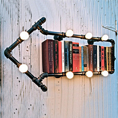 还是复古工业风，书架壁灯