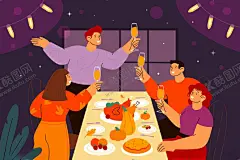 朋友聚会 【酷图网】朋友聚会,朋友聚餐,朋友,矢量朋友,卡通朋友,手绘朋友,朋友插画,朋友吃饭,朋友们,闺蜜,扁平化人物,矢量人物,卡通人物,手绘人物,人物插画,人物合集,生活场景,晚饭,晚餐,干杯,喝酒,酒杯,美食,食物