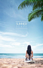 清凉夏天海边沙滩蓝色天空旅行度假海报风景画PSD设计元素材2361-淘宝网