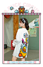 B.Duck小黄鸭2019秋装新款流苏字母长袖T恤女宽松韩版下衣失踪潮-tmall.com天猫