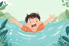 公益插画儿童溺水