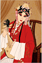 国潮京剧人物插画素材