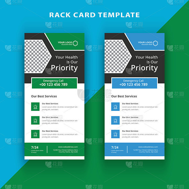 Medical rack card template, Medical dl flyer desig