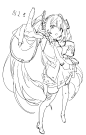 miku 公式服 线稿 大动态 指
