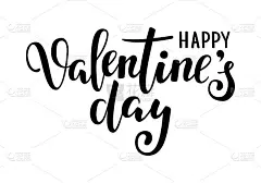 情人节快乐。手绘创意书法和毛笔字母孤立在白色背景。设计的节日贺卡和邀请婚礼，情人节和幸福的爱情日。