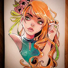 马克笔手绘少女插画，荧光配色，鲜艳夺目！