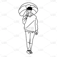 一个时尚的年轻人的矢量线画