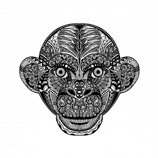 猴子线描装饰画图片