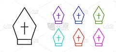 Black line Pope hat icon isolated on white backgro