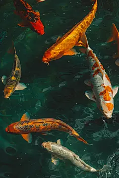 争食虫饵的池塘里锦鲤摄影图片