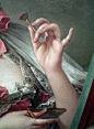 Detail from Madame de Pompadour by François Boucher (1750)